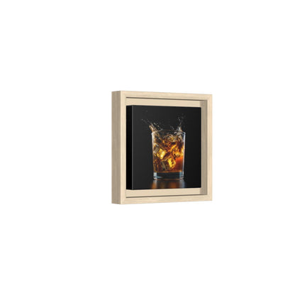 Whiskey Glass Canvas Print – natural wood framed canvas