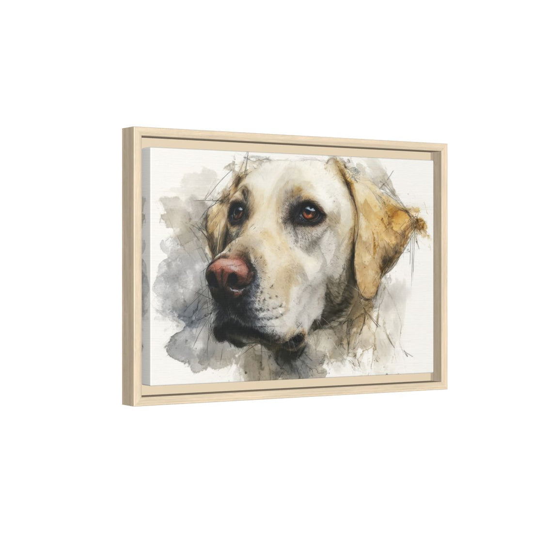 Labrador Dog Portrait Canvas Print – natural wood framed canvas