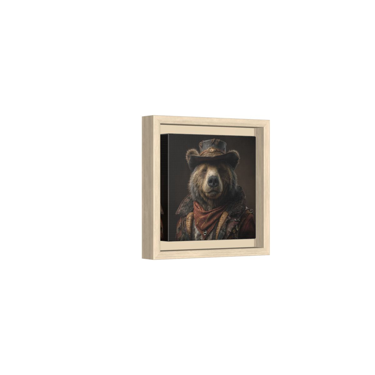 Western Bear Canvas Print – natural wood framed canvas