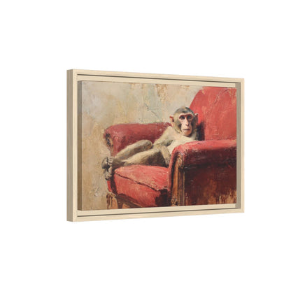 Monkey Armchair Canvas Print – natural wood framed canvas