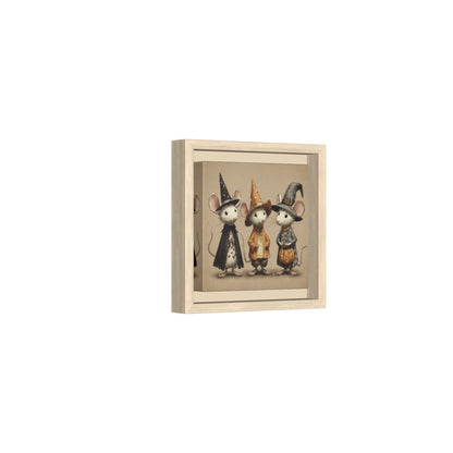 Halloween Mice Canvas Wall Art – natural wood framed canvas