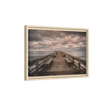 Ocean Pier Canvas Wall Art – natural wood framed canvas