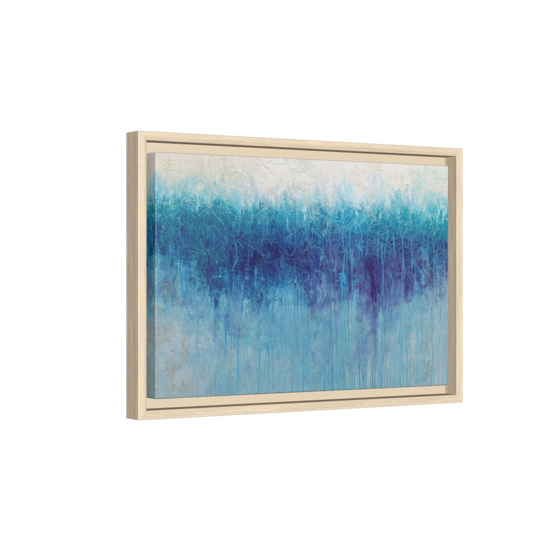Abstract Blue Gradient Canvas Wall Art – natural wood framed canvas