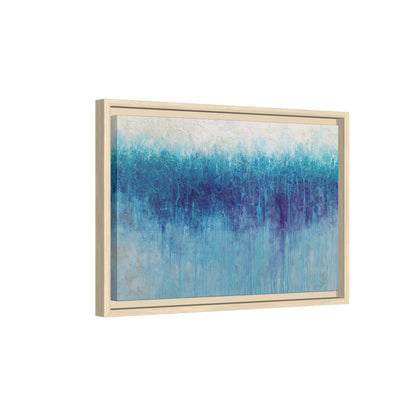 Abstract Blue Gradient Canvas Wall Art – natural wood framed canvas