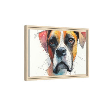 Dog Portrait Canvas Wall Art – natural wood framed canvas