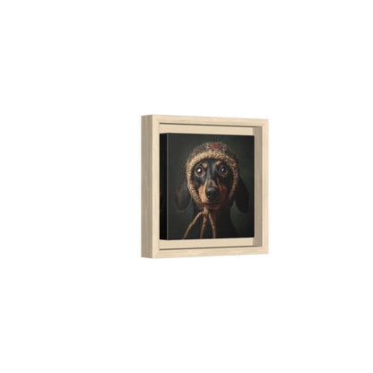 Dachshund German Hat Canvas Print – natural wood framed canvas