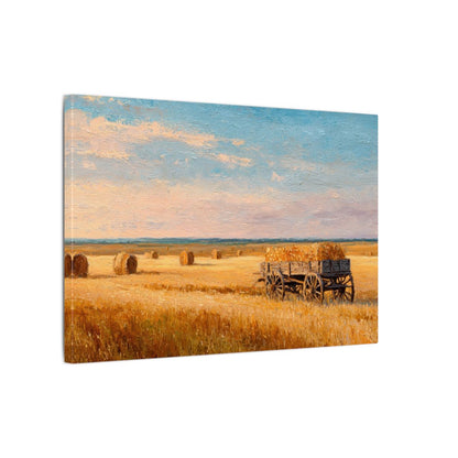 Harvest Wheat Field Canvas Art – gallery wrapped canvas, side view