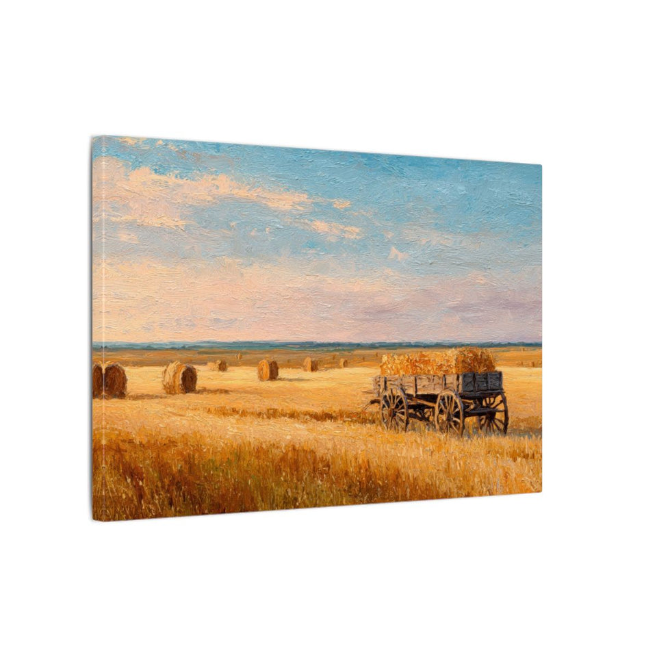 Harvest Wheat Field Canvas Art – gallery wrapped canvas, side view
