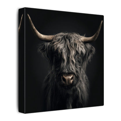 Highland Cow Canvas Print – gallery wrapped canvas, side view