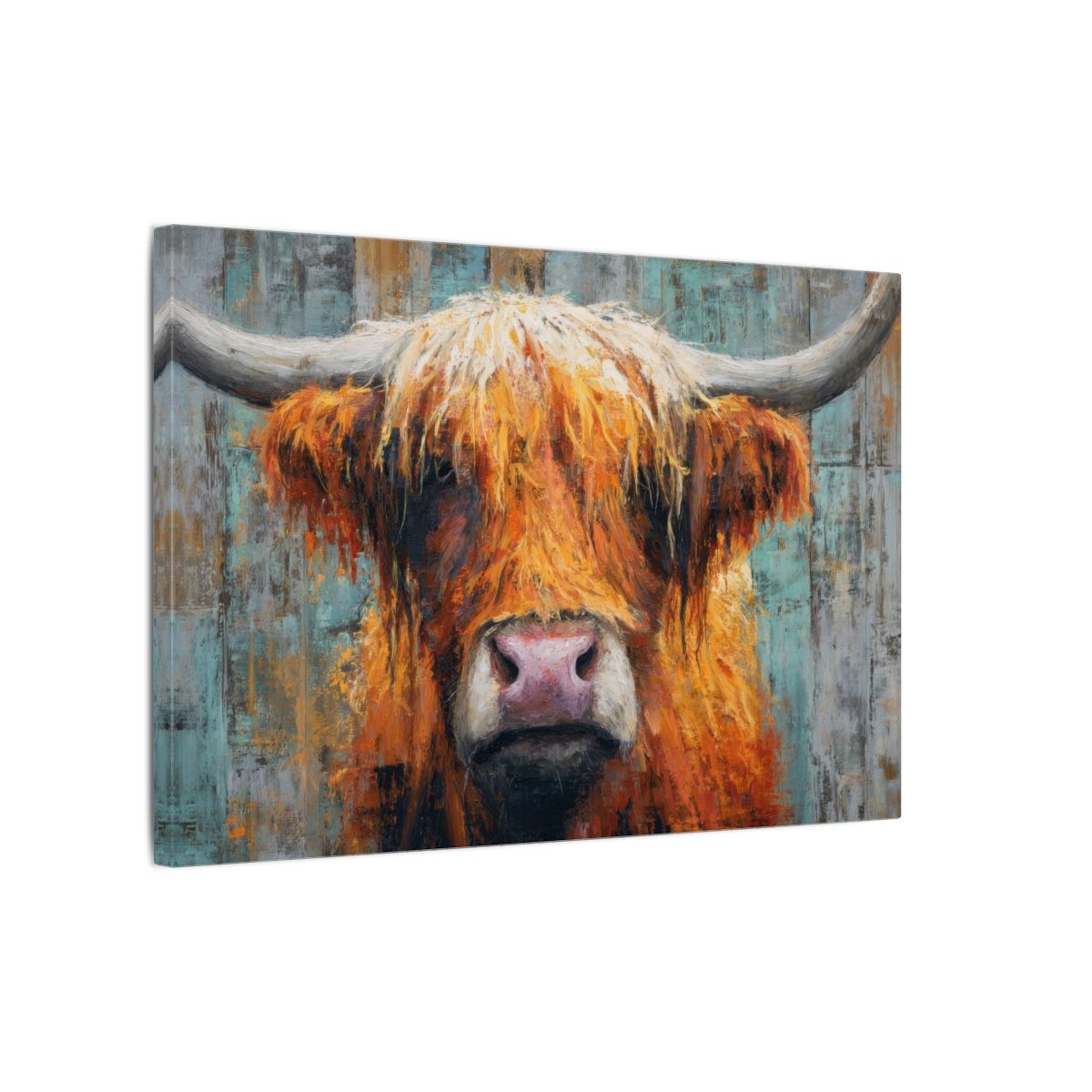 Highland Cow Wall Art – gallery wrapped canvas, side view