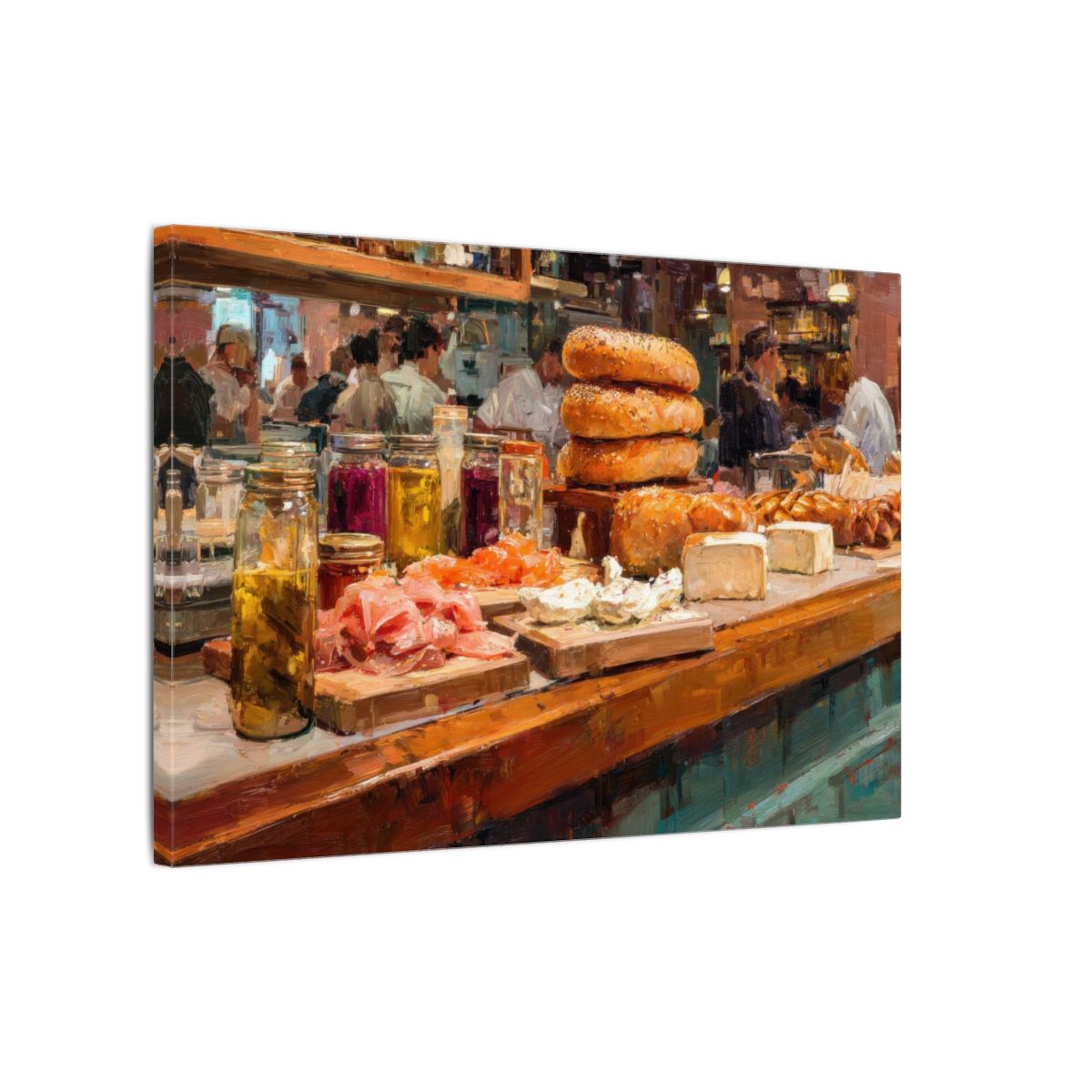 Impressionist Deli Counter Canvas Print – gallery wrapped canvas, side view