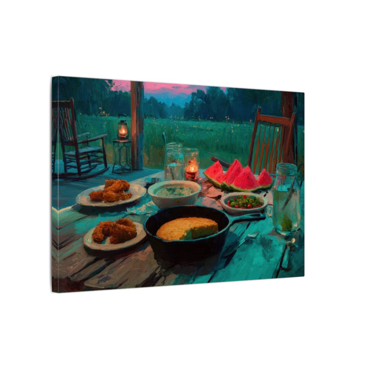 Impressionist Farmhouse Wall Art – gallery wrapped canvas, side view