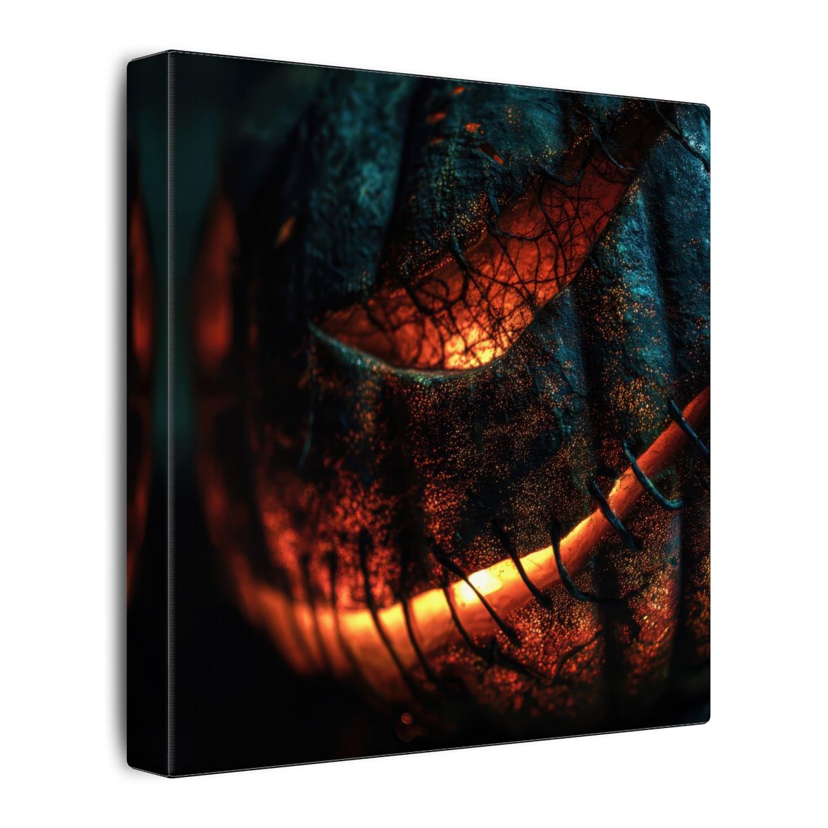 Jack-O-Lantern Halloween Canvas Print – gallery wrapped canvas, side view