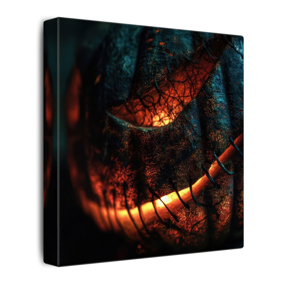 Jack-O-Lantern Halloween Canvas Print – gallery wrapped canvas, side view