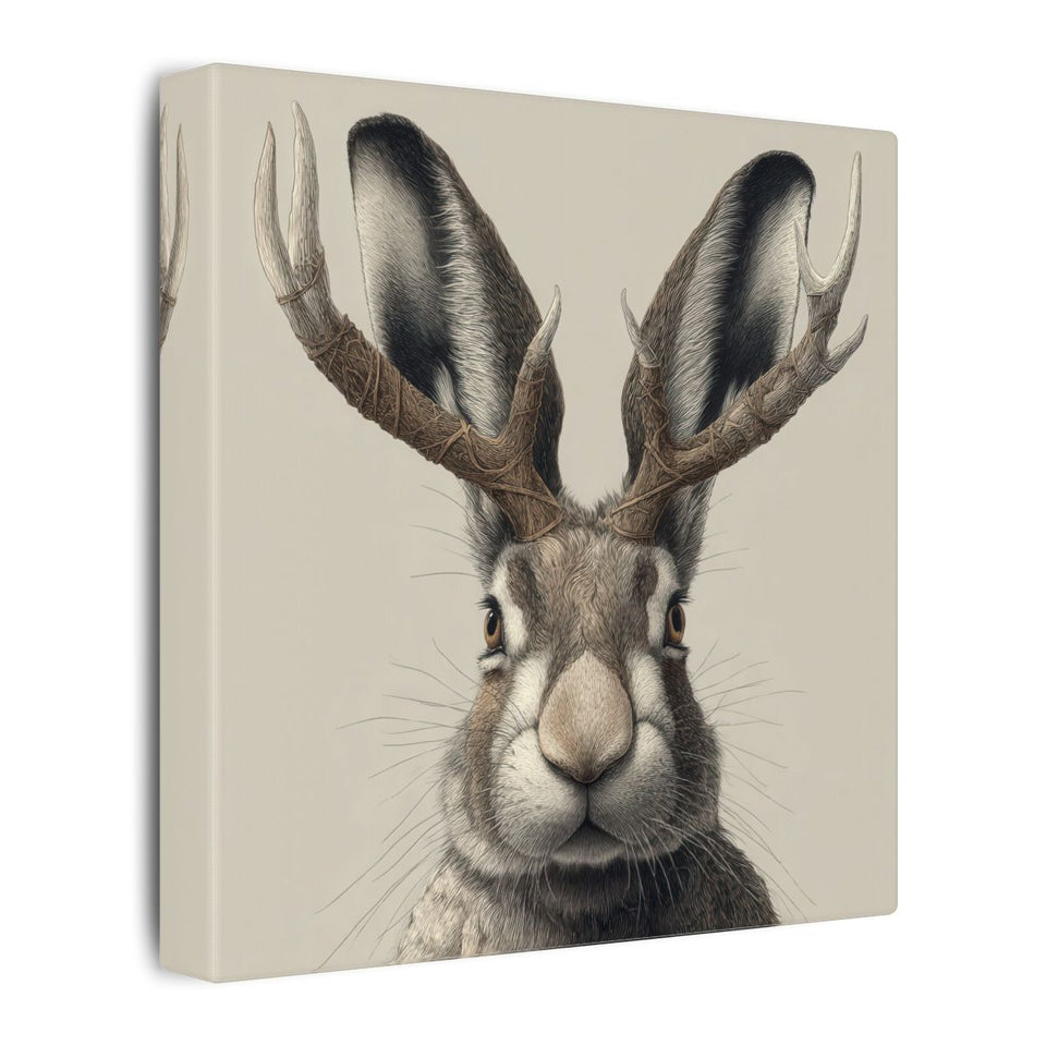 Jackalope Art Print – gallery wrapped canvas, side view