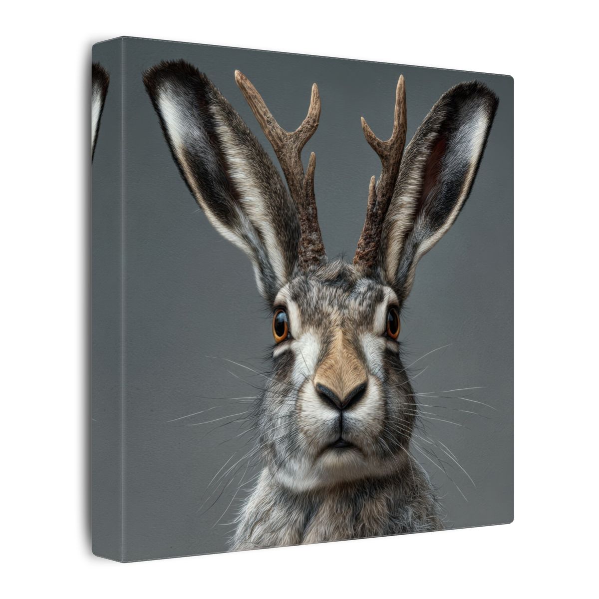 Jackalope Canvas Wall Art – gallery wrapped canvas, side view
