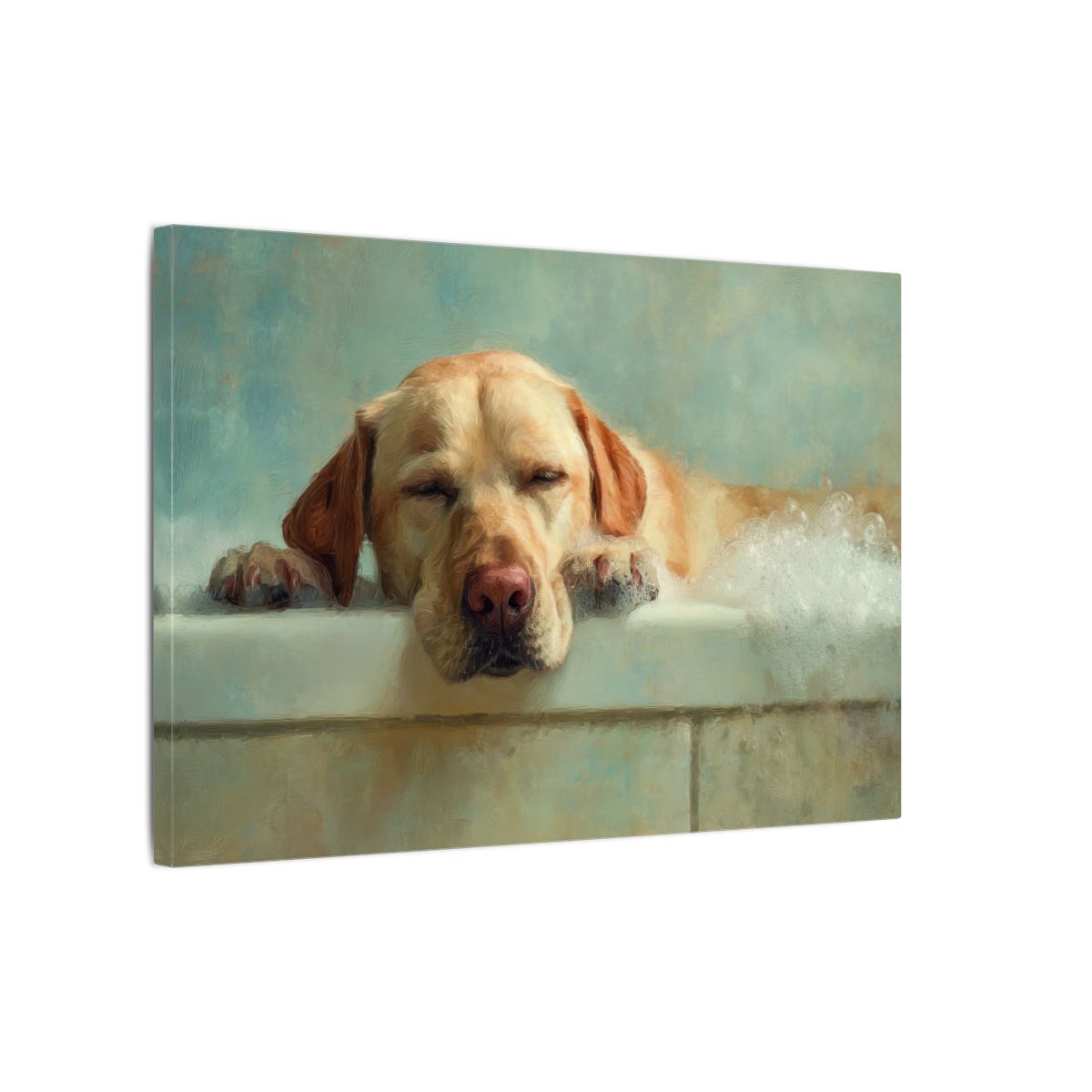 Labrador Retriever Bath Canvas Wall Art – gallery wrapped canvas, side view