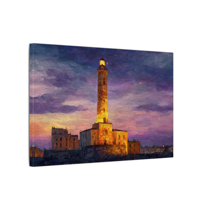 Lighthouse of Genoa Canvas Wall Art – gallery wrapped canvas, side view