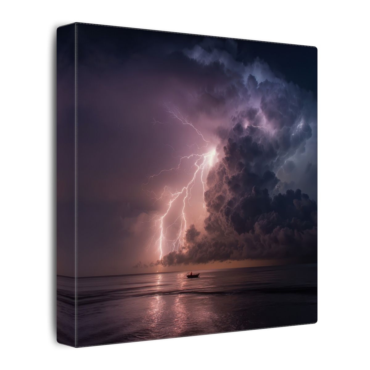Lightning Storm Canvas Wall Art – gallery wrapped canvas, side view