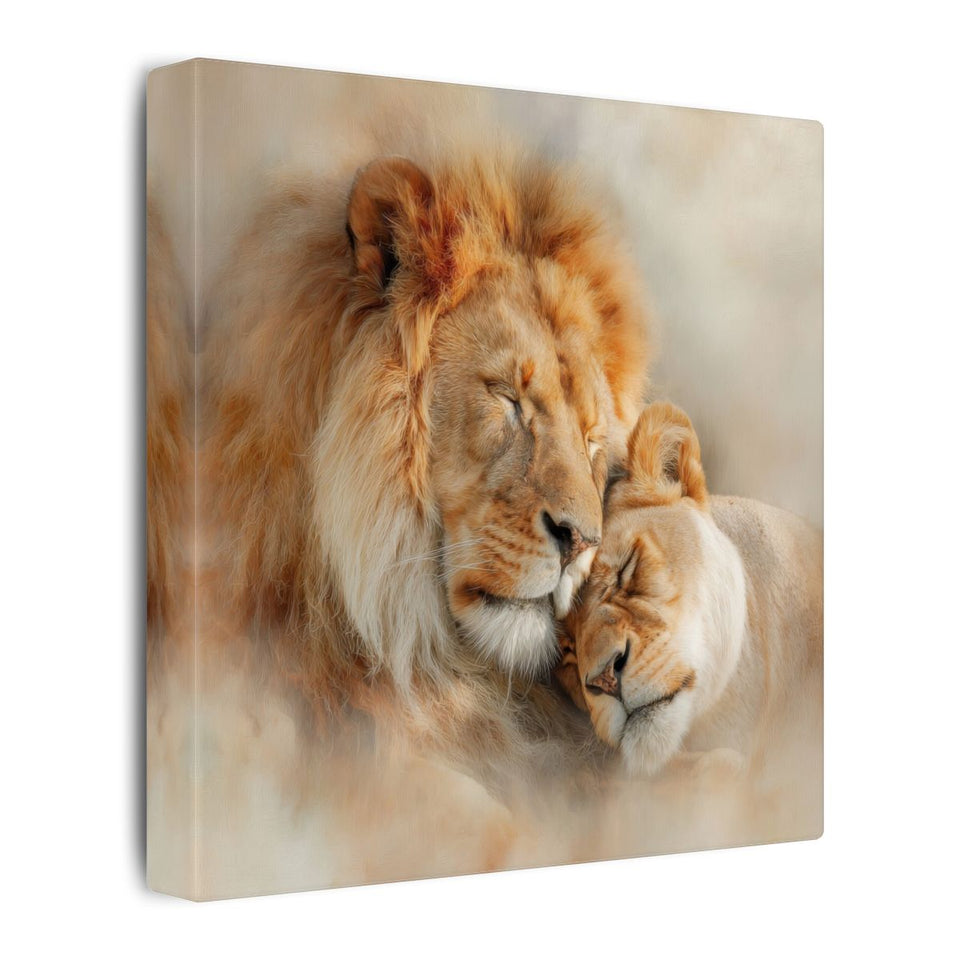 Lion Couple Canvas Art – gallery wrapped canvas, side view
