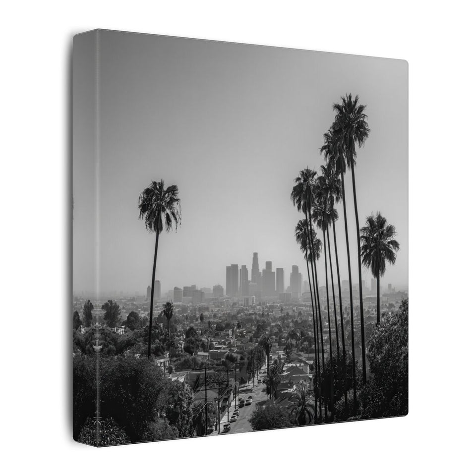 Los Angeles Skyline Canvas Print – gallery wrapped canvas, side view