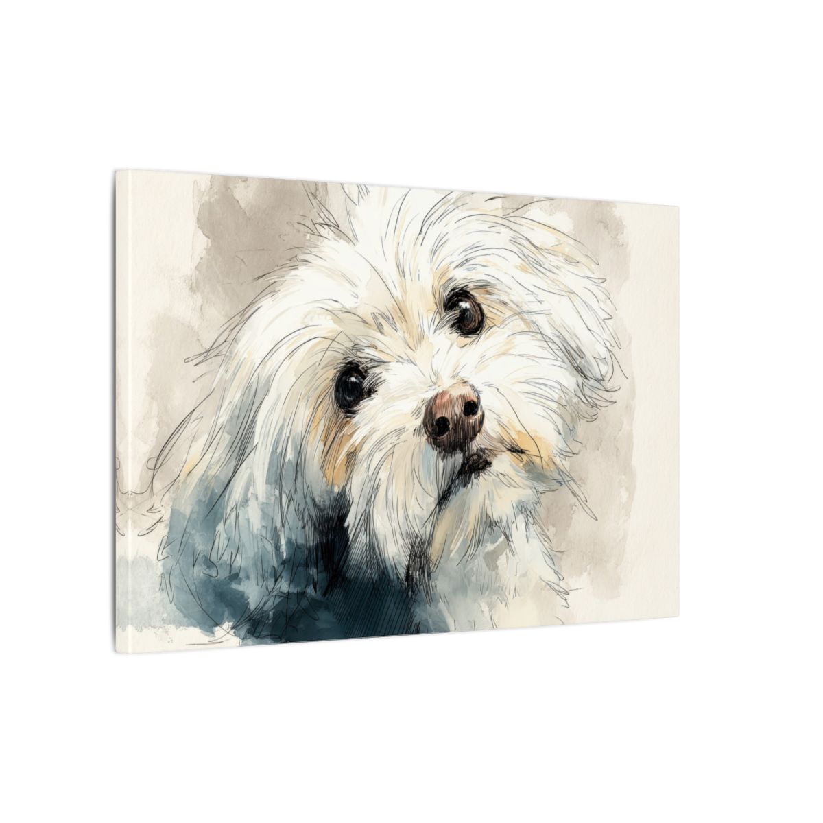 Maltese Dog Portrait Canvas Print – gallery wrapped canvas, side view
