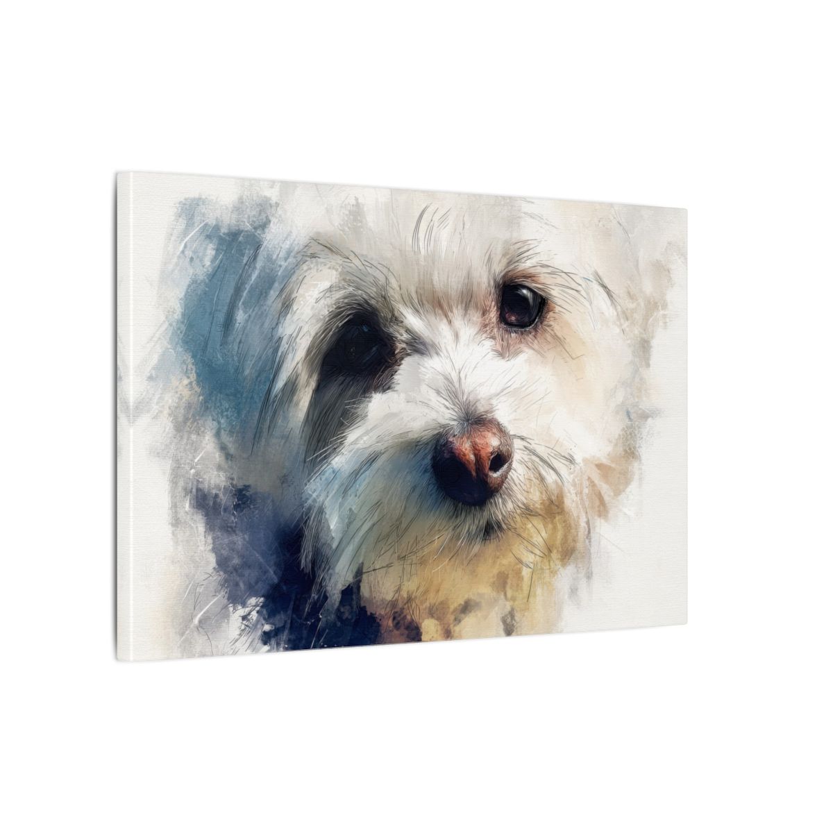 Maltese Dog Portrait Canvas Print – gallery wrapped canvas, side view