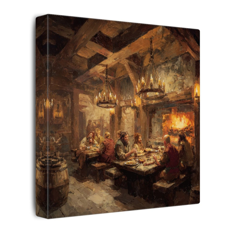 Medieval Tavern Canvas Print – gallery wrapped canvas, side view