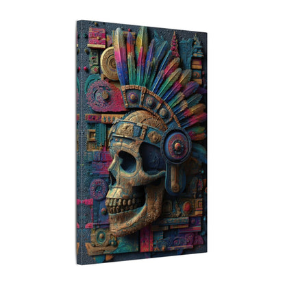 Mexican Sugar Skull Canvas Wall Art – gallery wrapped canvas, side view