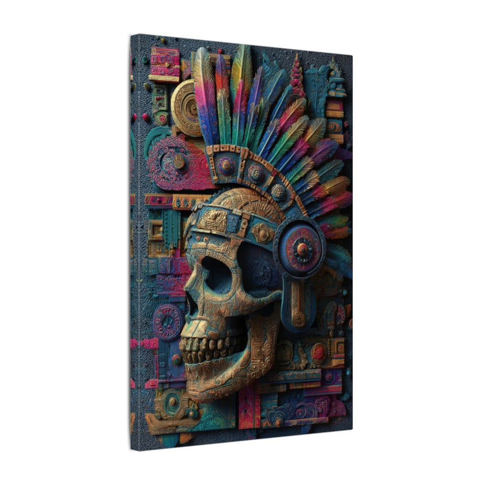Mexican Sugar Skull Canvas Wall Art – gallery wrapped canvas, side view