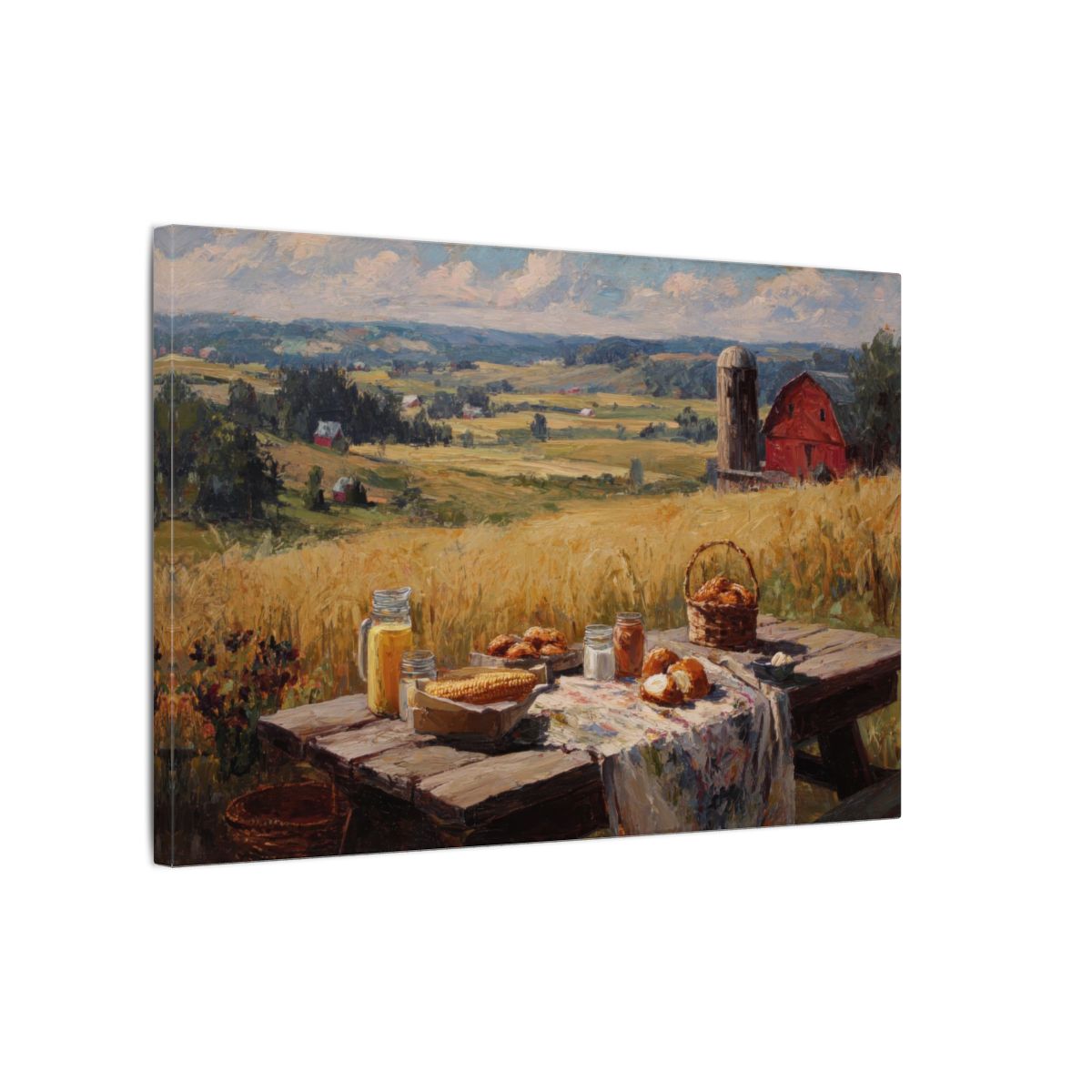 Midwest Farmhouse Still Life Canvas Print – gallery wrapped canvas, side view