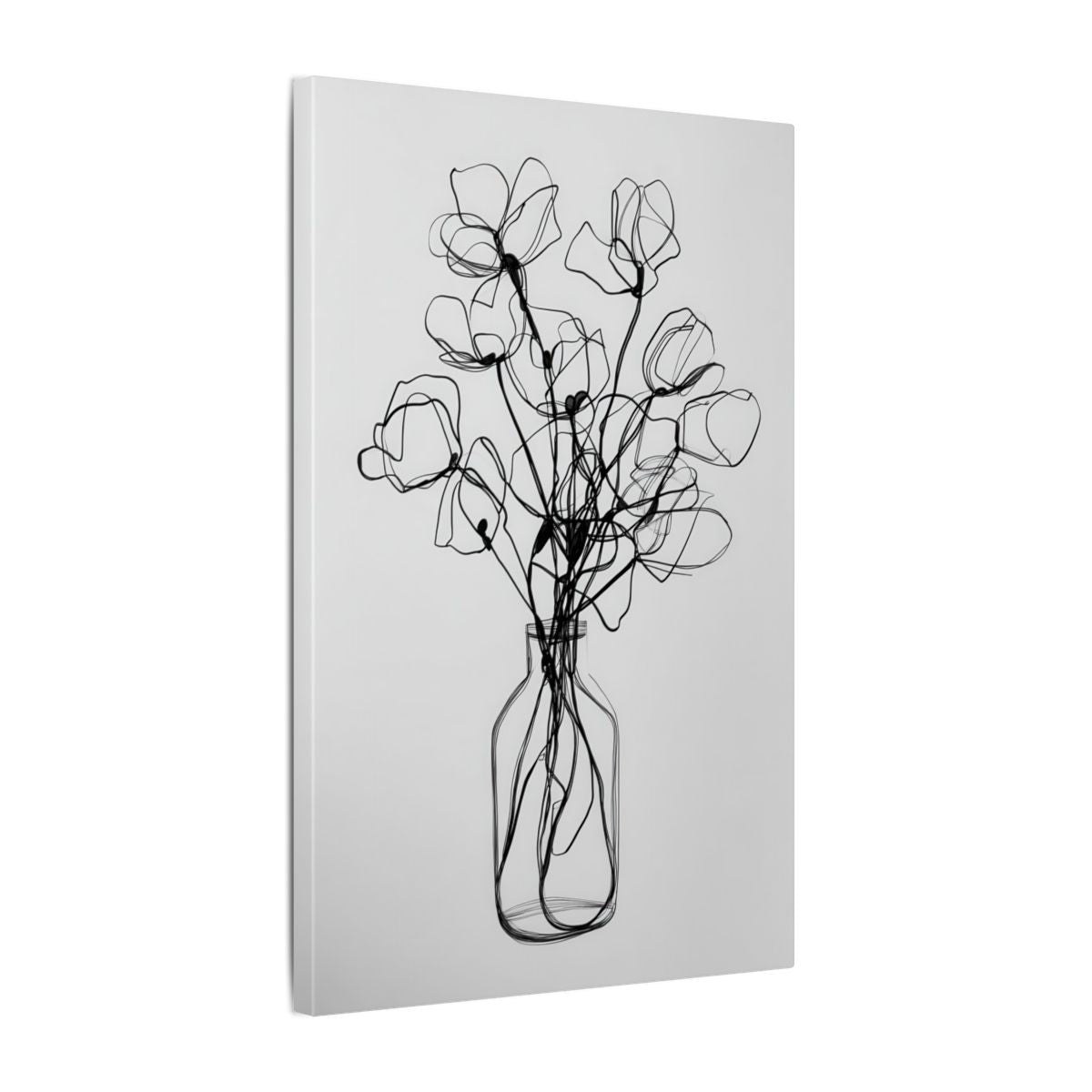 Minimalist Line Art Floral Print – gallery wrapped canvas, side view