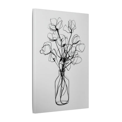 Minimalist Line Art Floral Print – gallery wrapped canvas, side view