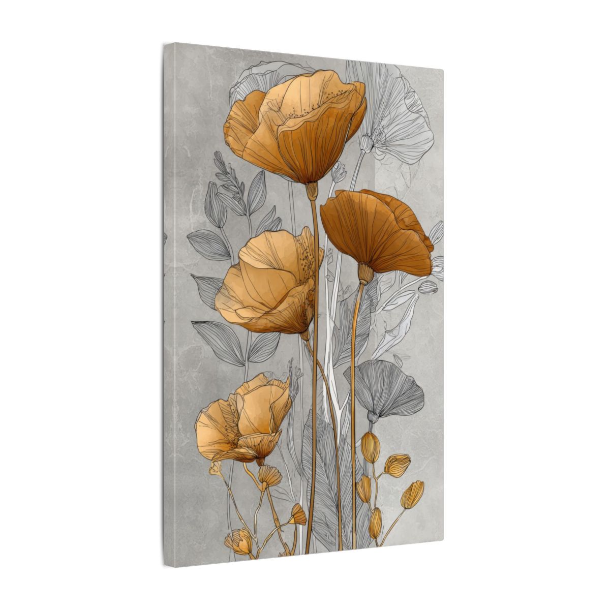 Modern Floral Wall Art Print – gallery wrapped canvas, side view