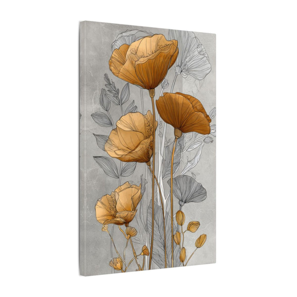 Modern Floral Wall Art Print – gallery wrapped canvas, side view
