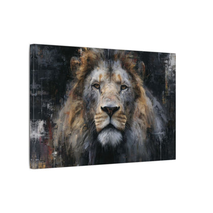 Modern Lion Portrait Canvas Wall Art – gallery wrapped canvas, side view
