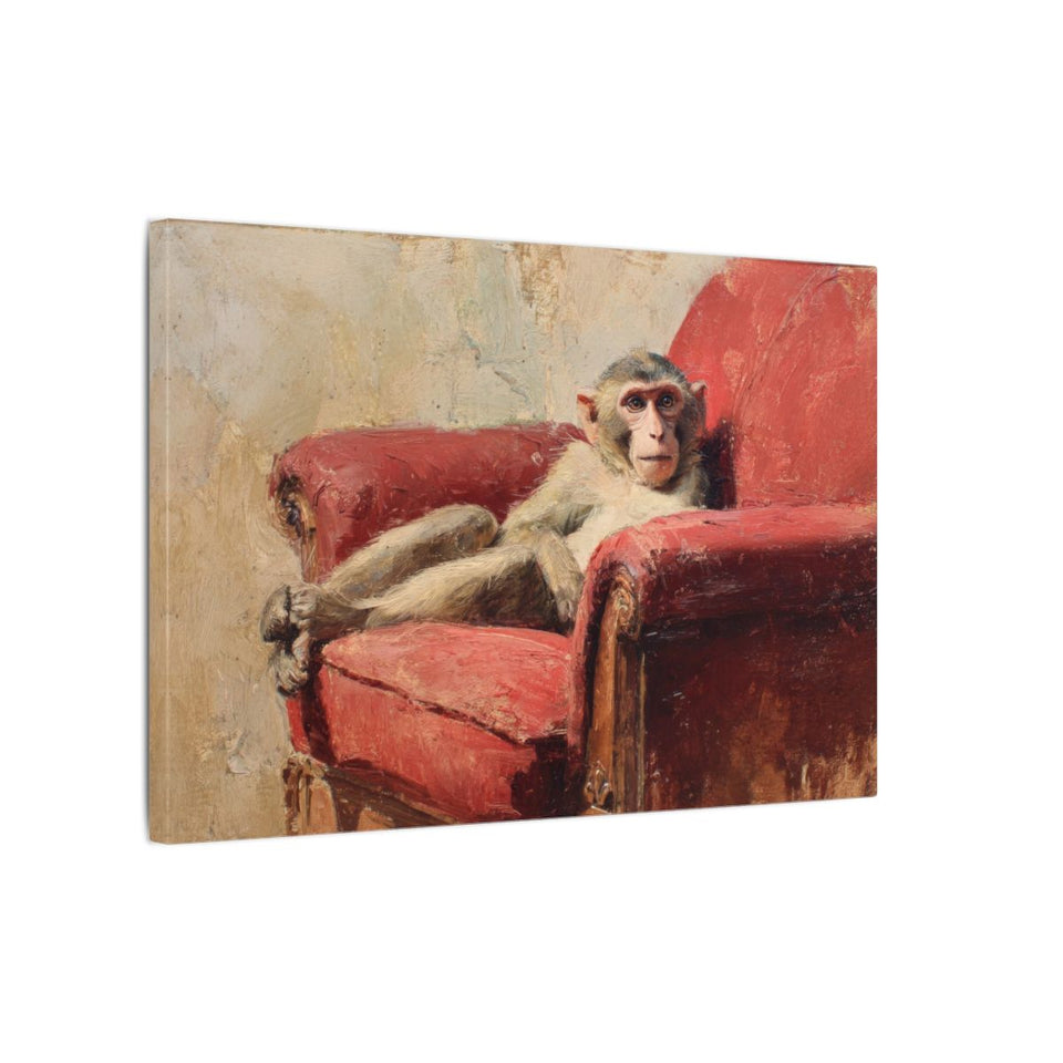 Monkey Armchair Canvas Print – gallery wrapped canvas, side view