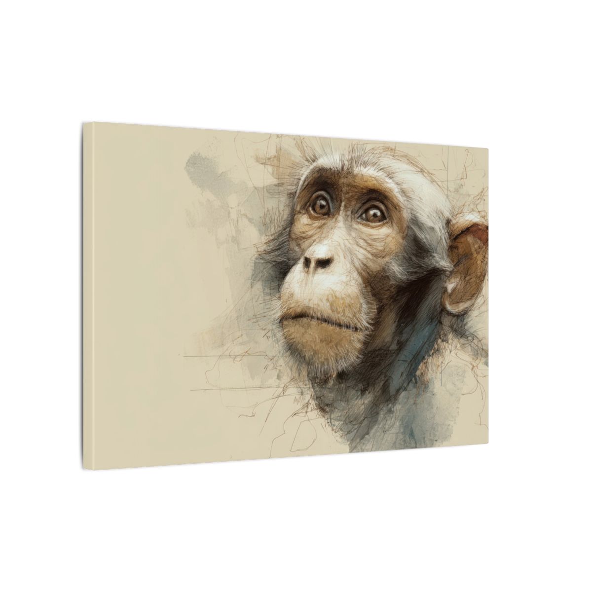 Monkey Portrait Canvas Print – gallery wrapped canvas, side view