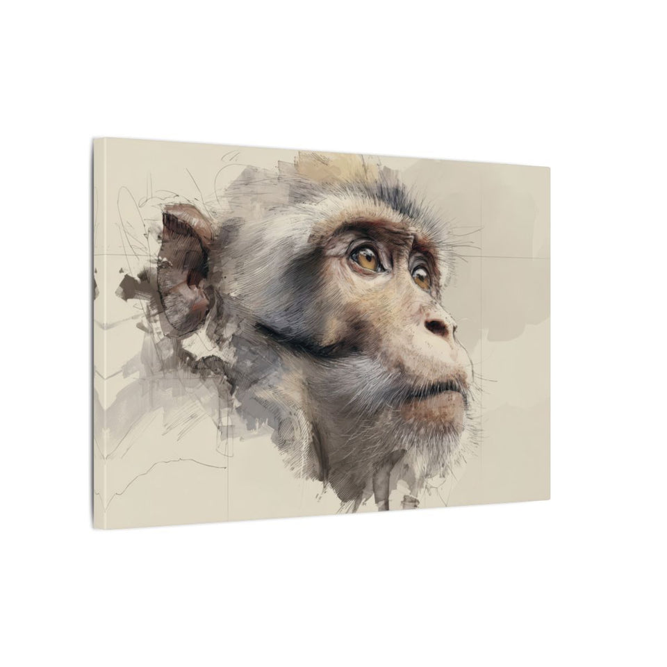 Monkey Portrait Canvas Wall Art – gallery wrapped canvas, side view