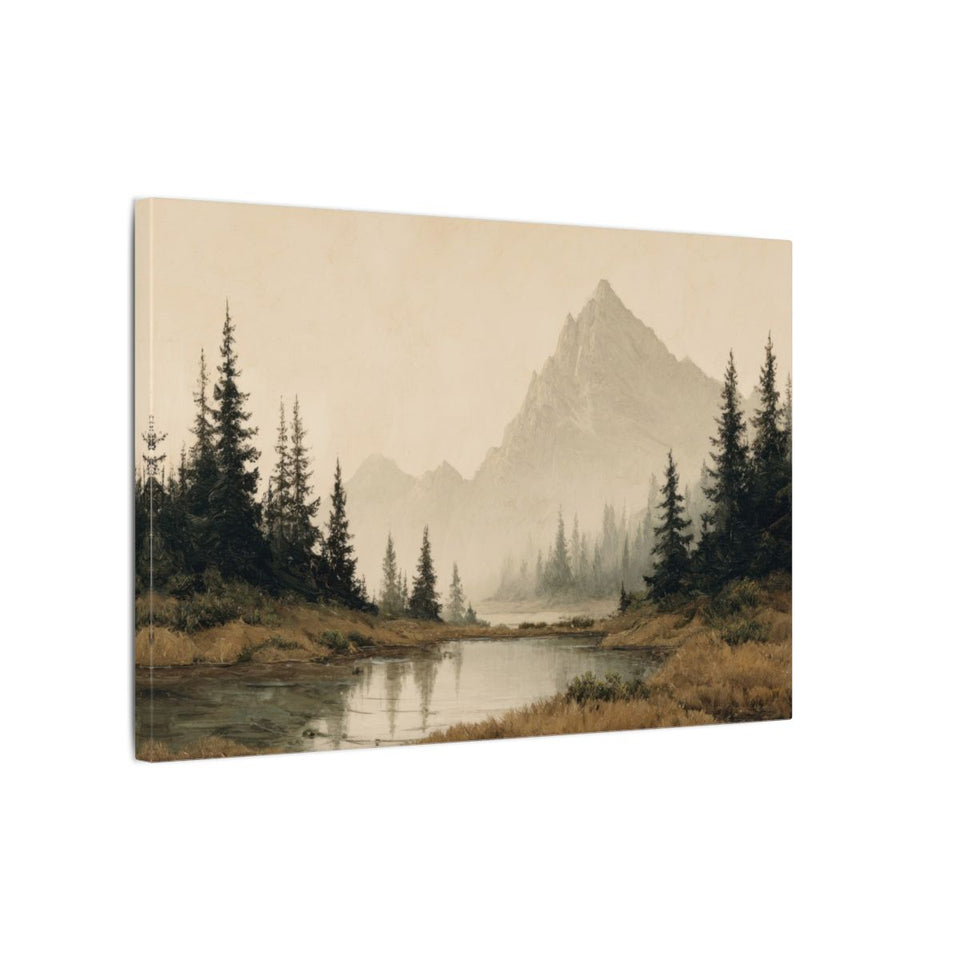 Mountain Landscape Canvas Wall Art – gallery wrapped canvas, side view