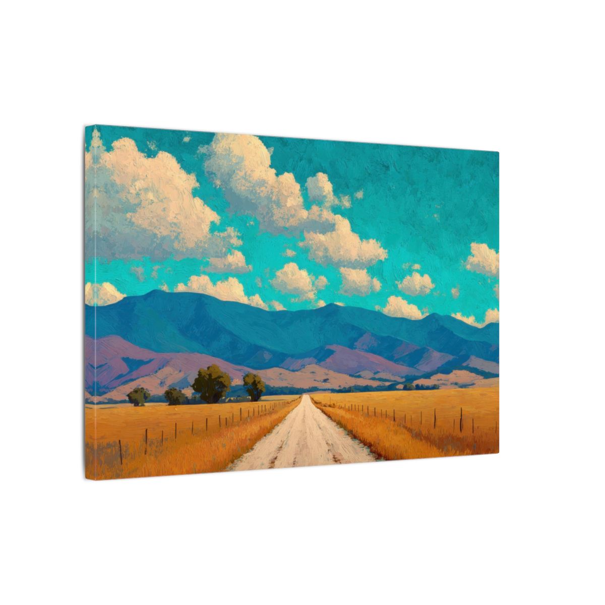 Mountain Road Landscape Canvas Wall Art – gallery wrapped canvas, side view