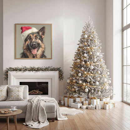 German Shepherd Santa Hat Canvas Print – styled room view 10