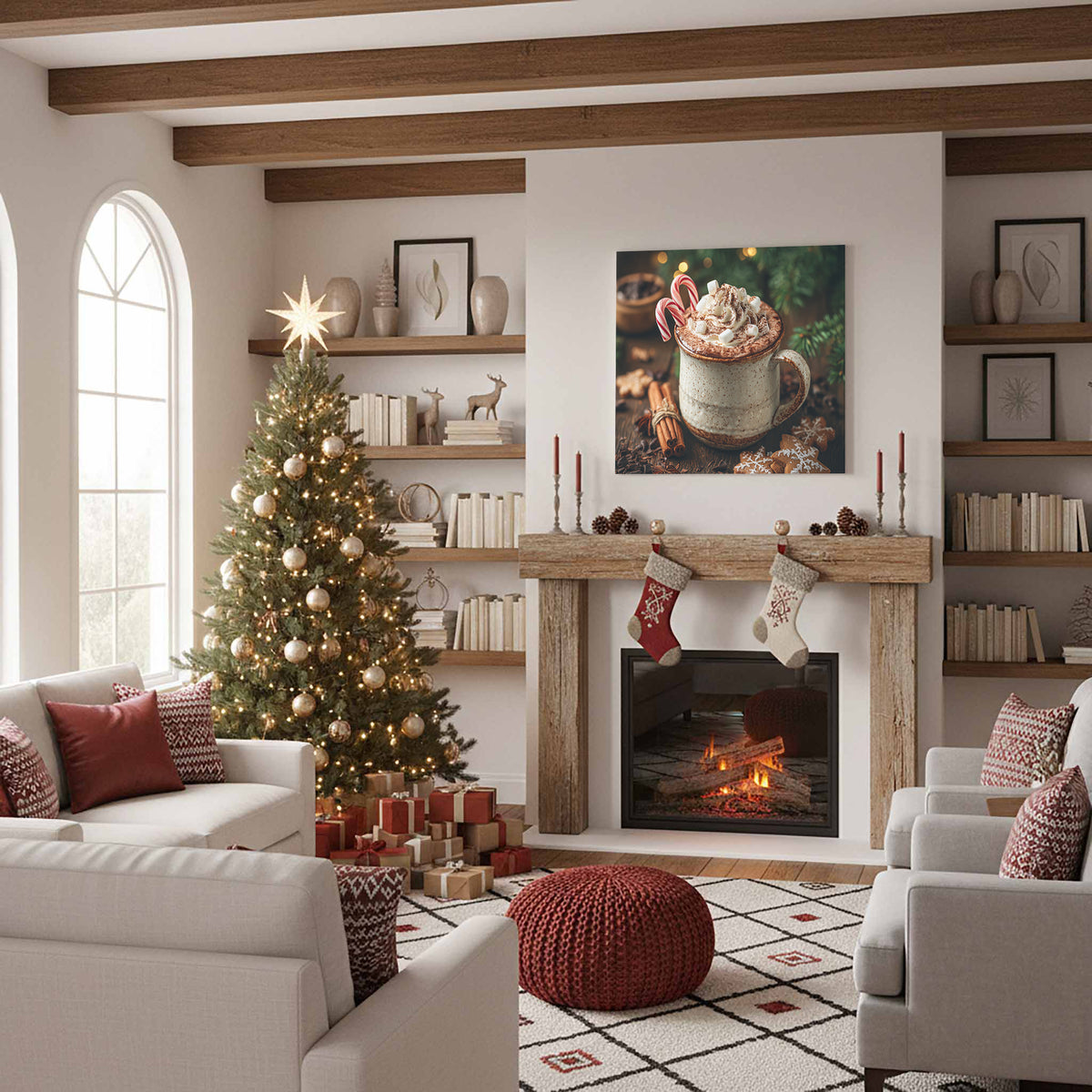 Christmas Hot Cocoa Canvas Wall Art – styled room view 10