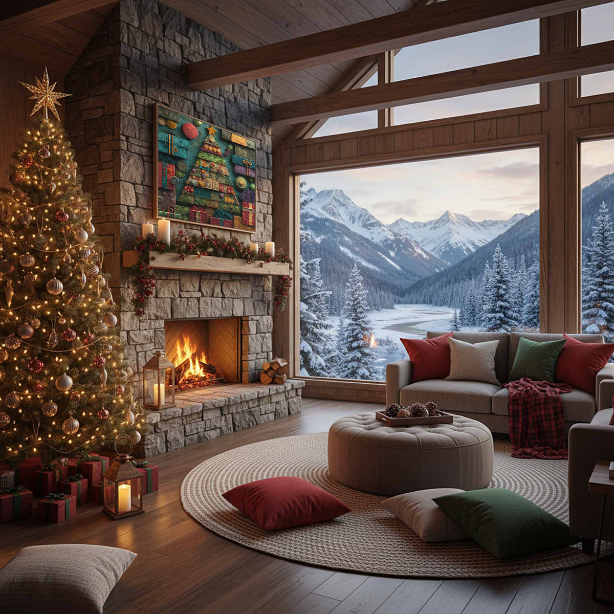 Christmas Tree Wall Art – styled room view 10