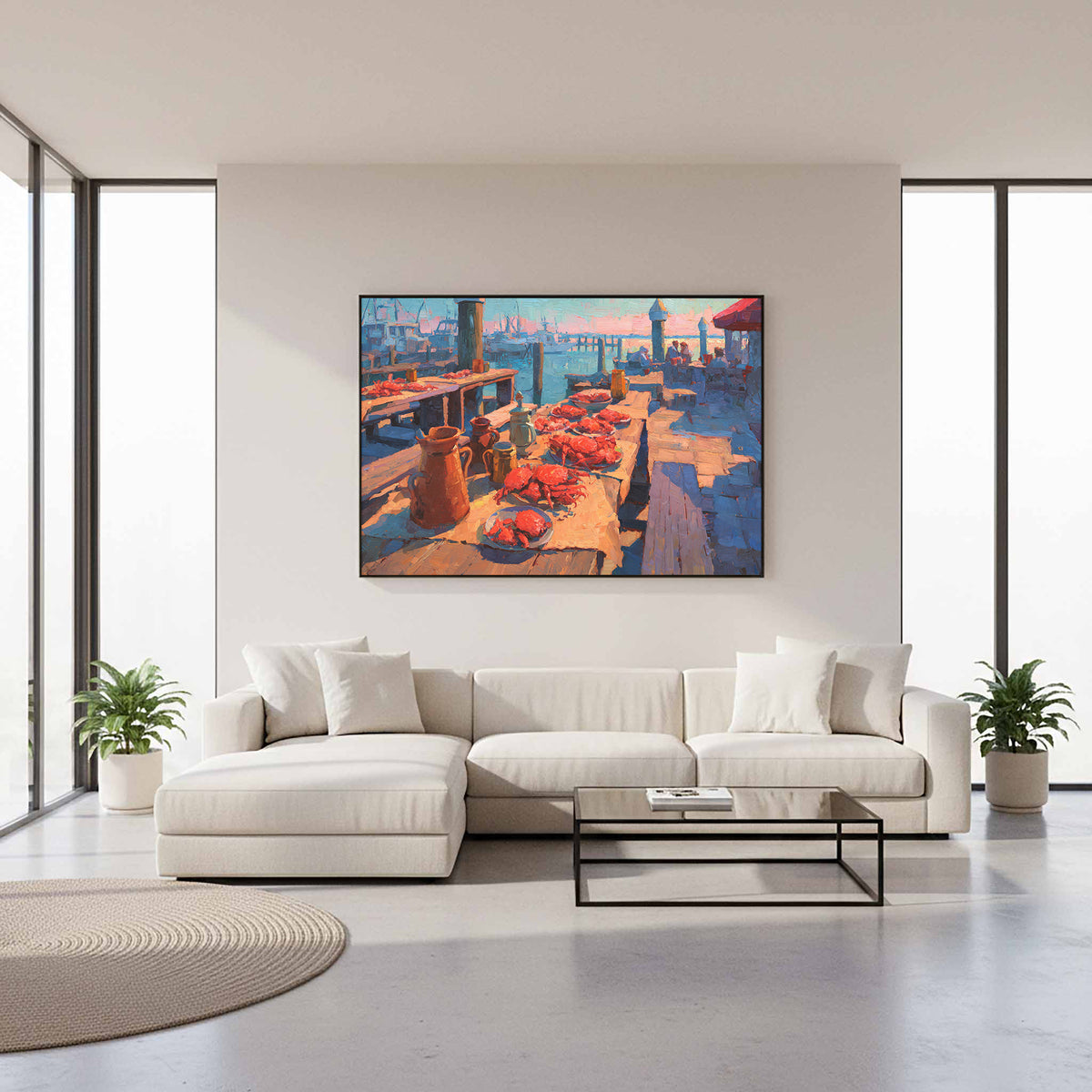 Chesapeake Bay Crab Feast Canvas Art – styled room view 5