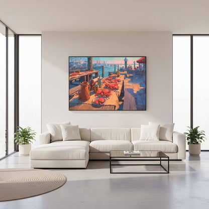 Chesapeake Bay Crab Feast Canvas Art – styled room view 5