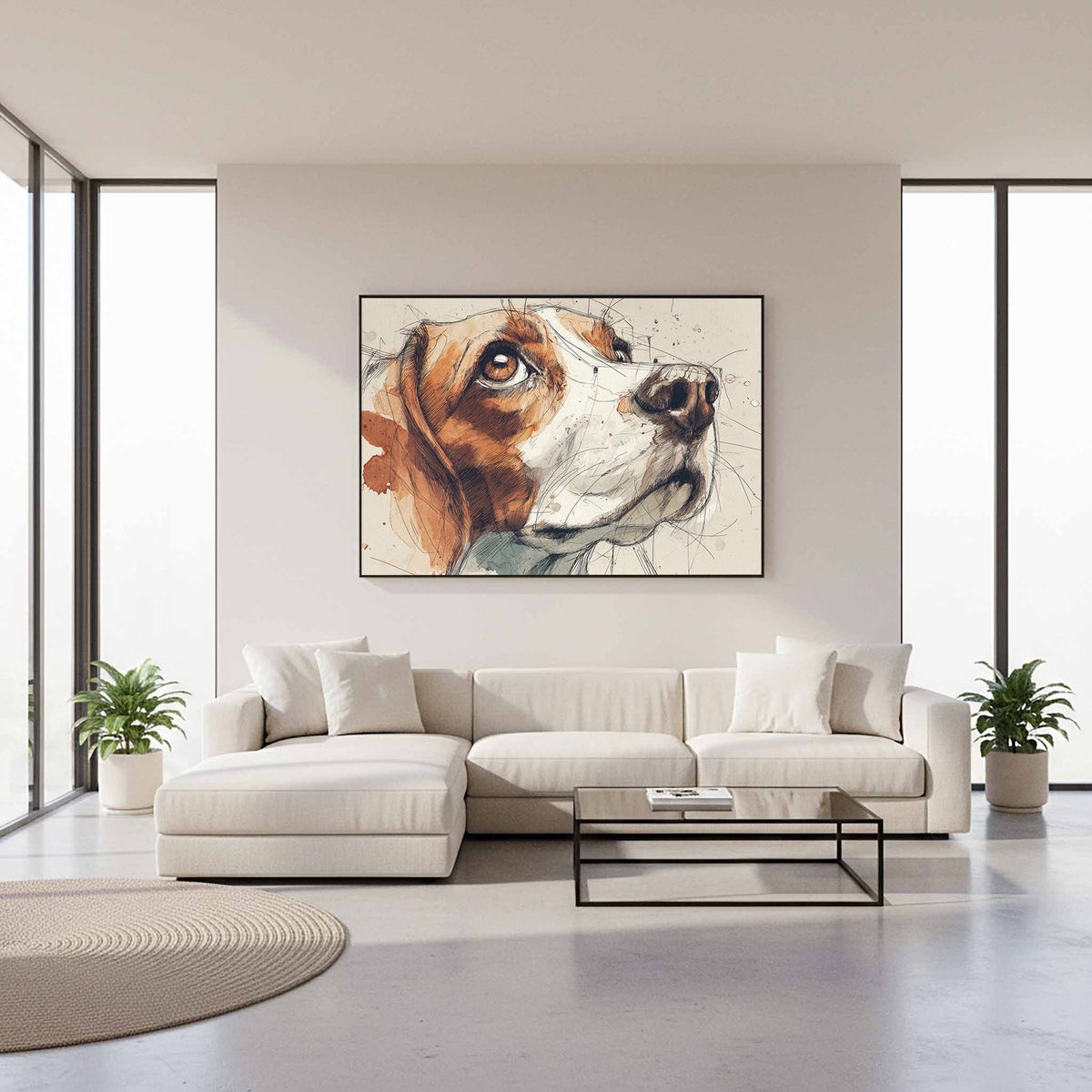Beagle Portrait Canvas Print – styled room view 11