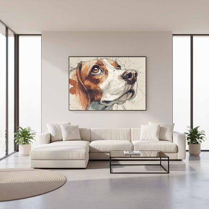 Beagle Portrait Canvas Print – styled room view 11