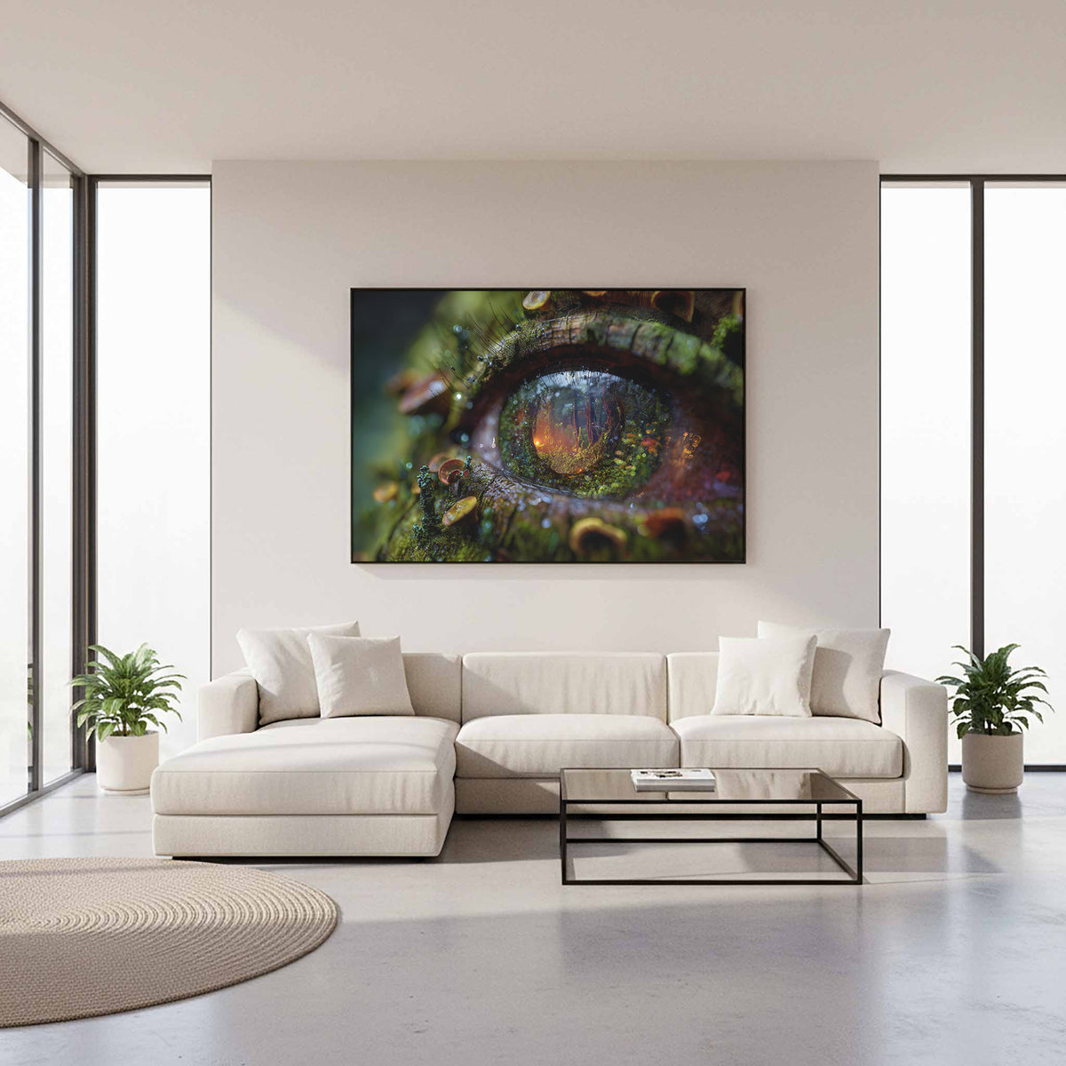 Ancient Tree Eye Canvas Art – styled room view 9