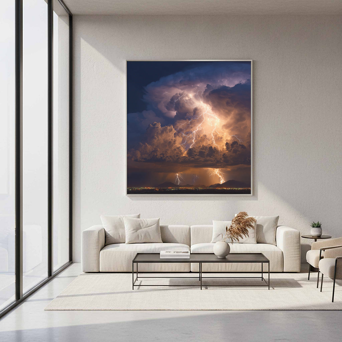Lightning Storm Canvas Print – styled room view 11